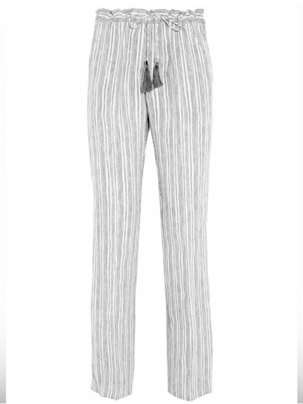 Tory Burch Luna Linen Wide Leg Striped Pants Small